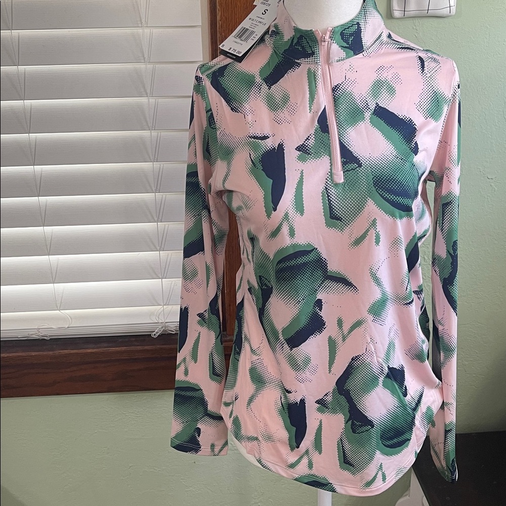 adidas Women's Pink and Green Long Sleeve Top - Picture 2 of 7